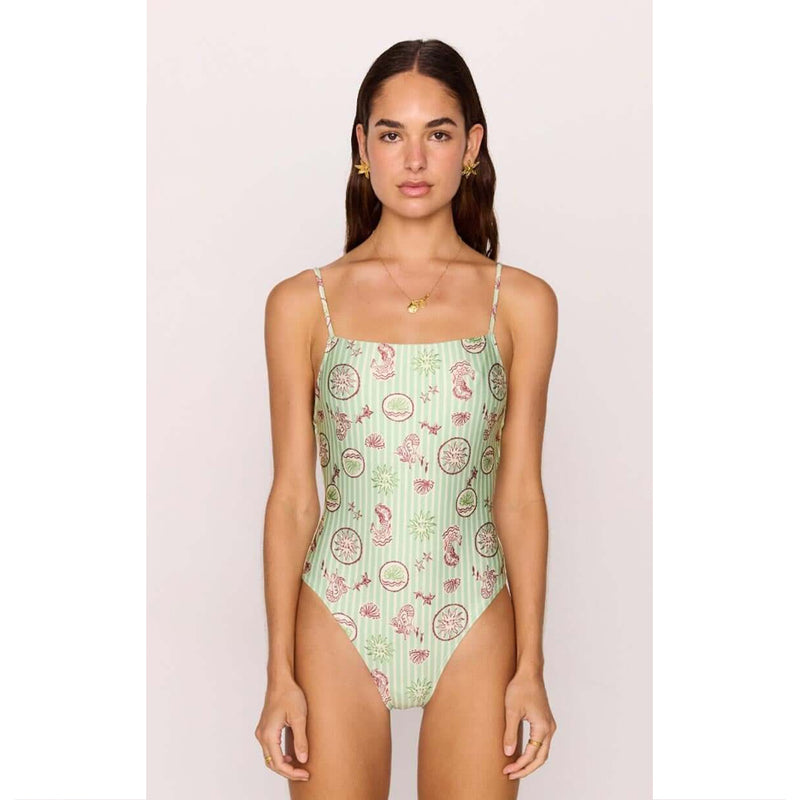 Swimsuit Soleil Scoop Back One Piece - Mermaid Stripe