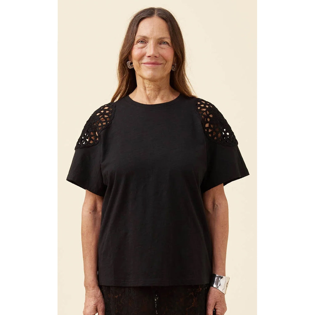 Tshirt Eva Crochet - Black