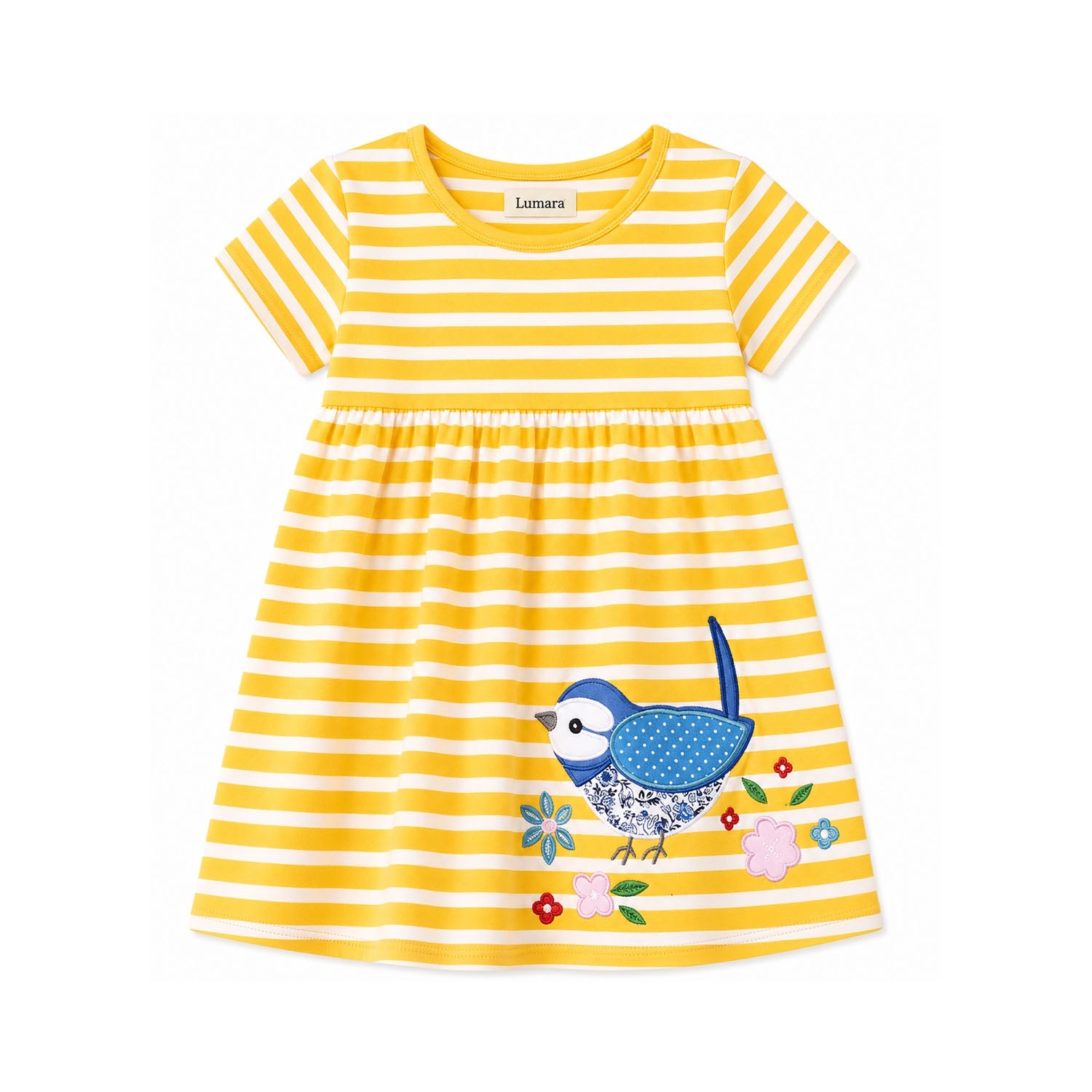 Dress - Blue Bird Yellow Stripe