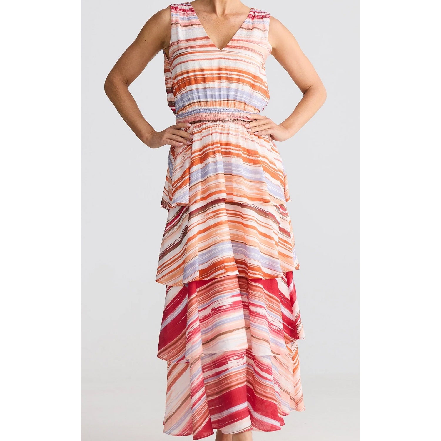 Dress Adella Maxi - Painterly Stripe