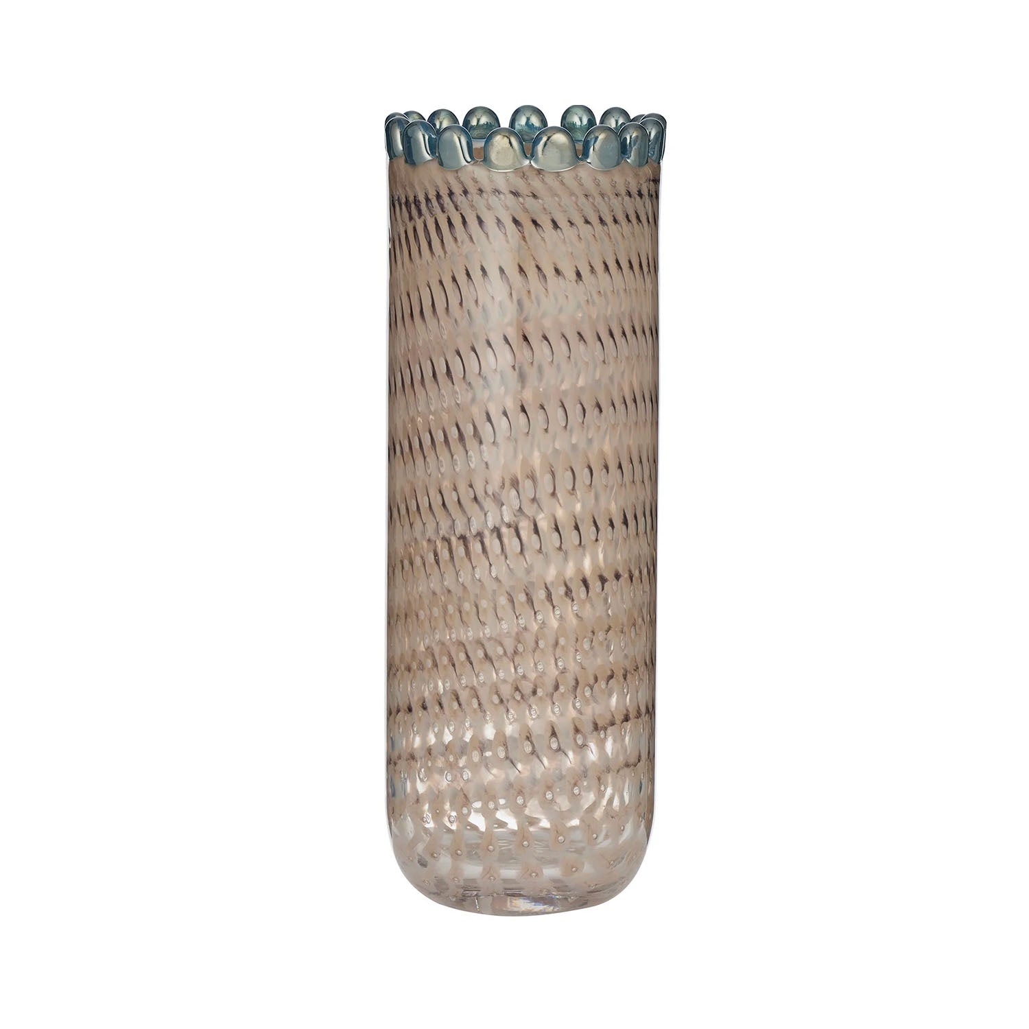 Vase - Selina Glass 10x28.5cm Nat/Steel