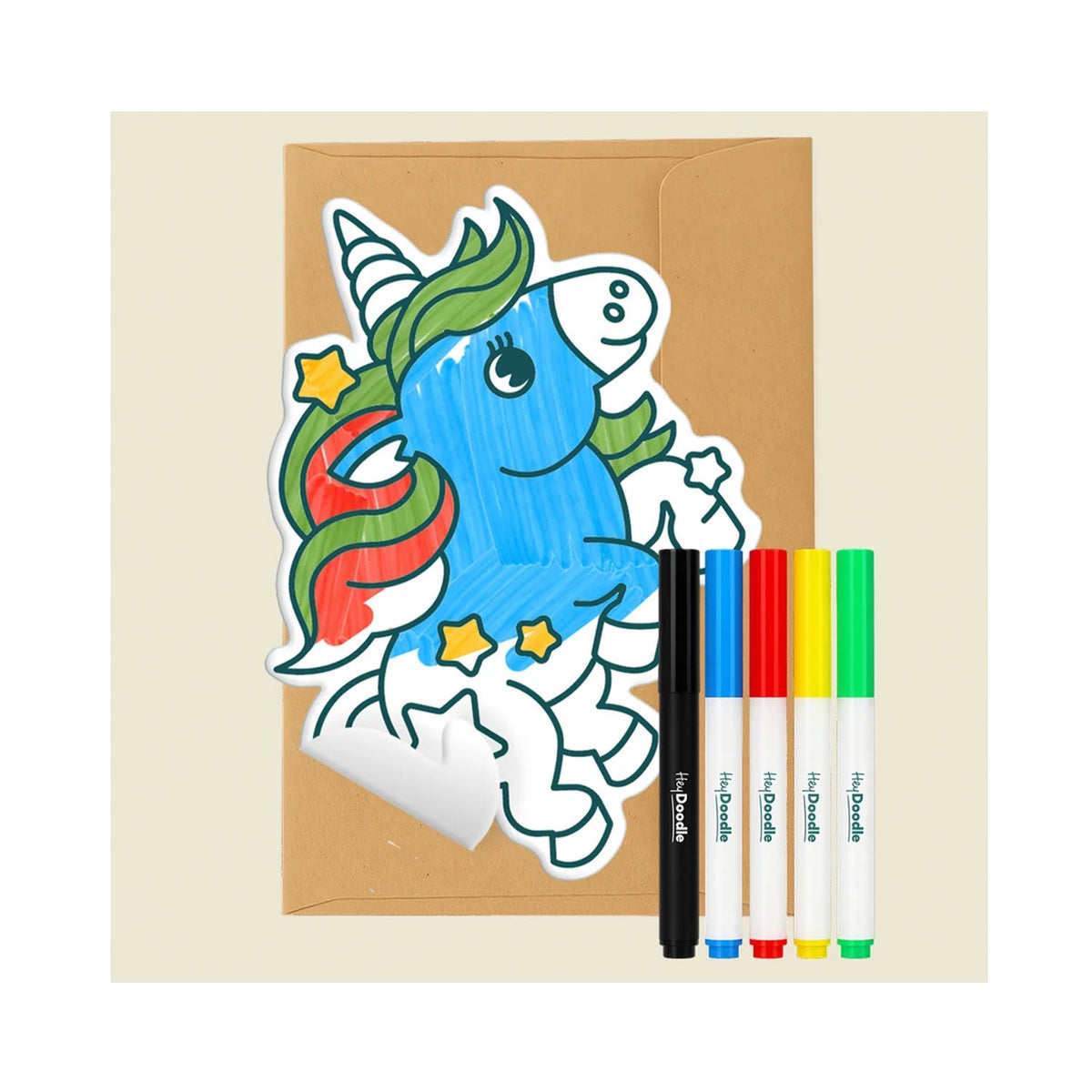 Hey Doodle Reusable Greeting Card - Unicorn