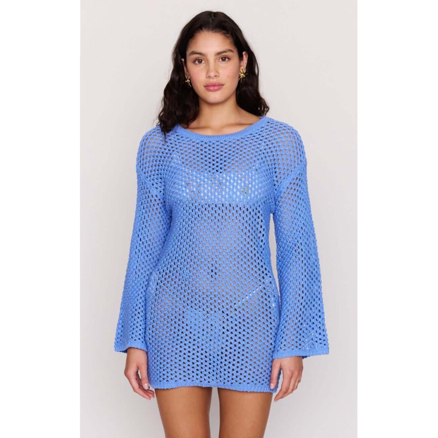 Dress Balmy Crochet Mini - Blue