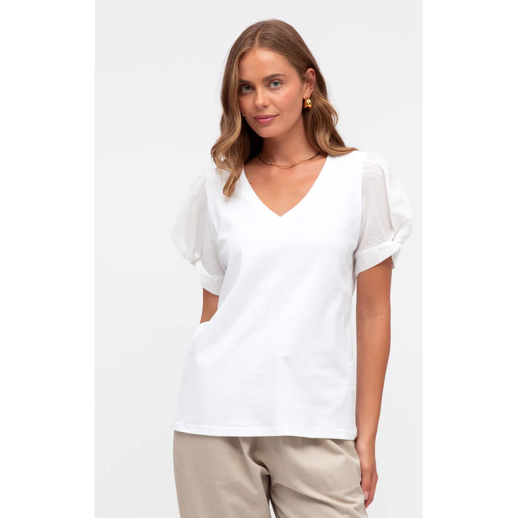 Top Twist Sleeve Tee - Ivory