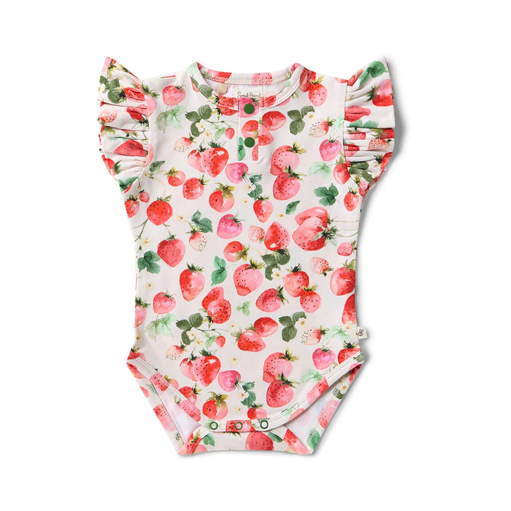 Baby Bodysuit Short Sleeve + Frill - Strawberry