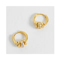 Earrings Triple Disc Hoop - Gold Plated