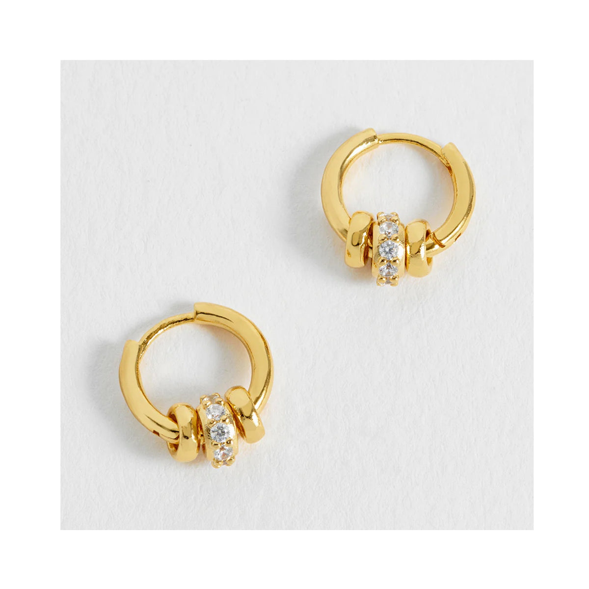 Earrings Triple Disc Hoop - Gold Plated