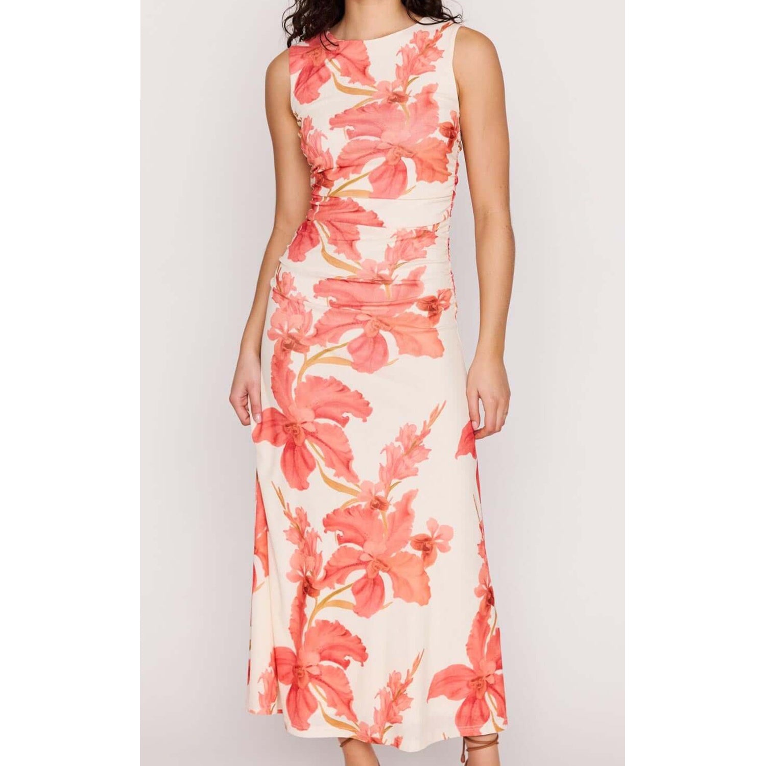 Dress Isla Mesh Midi - Peach Floral
