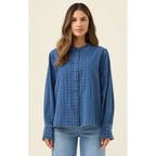 Top Sloane Denim Frill Shirt - Check