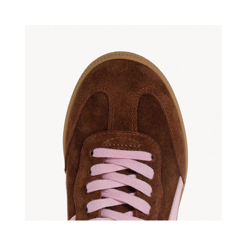 Shoe Crossroads Trainer - Coffee & Candy Pink Suede