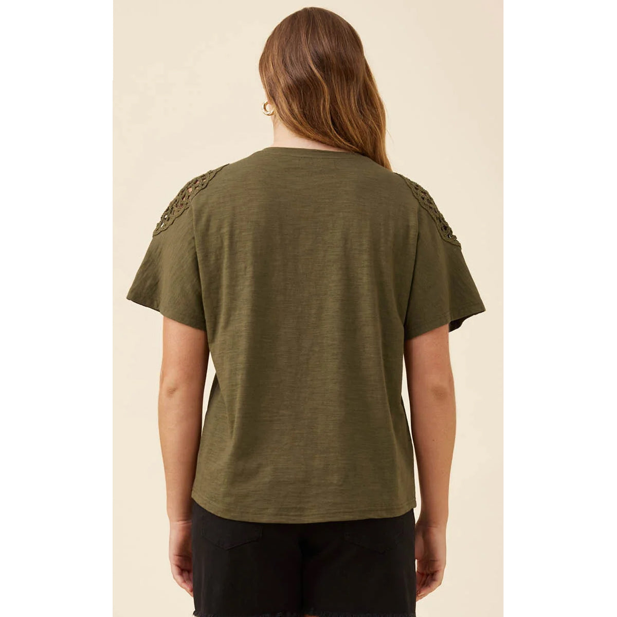 Tshirt Eva Crochet - Olive