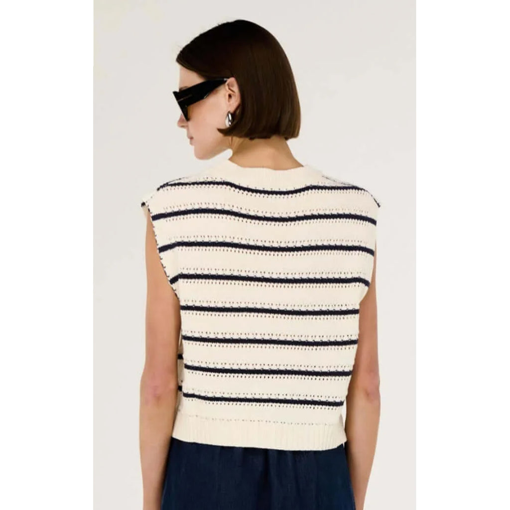 Top Darcy Knit Tank - Navy & White