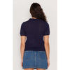 Top Lila Pointelle Knit Tee - Navy