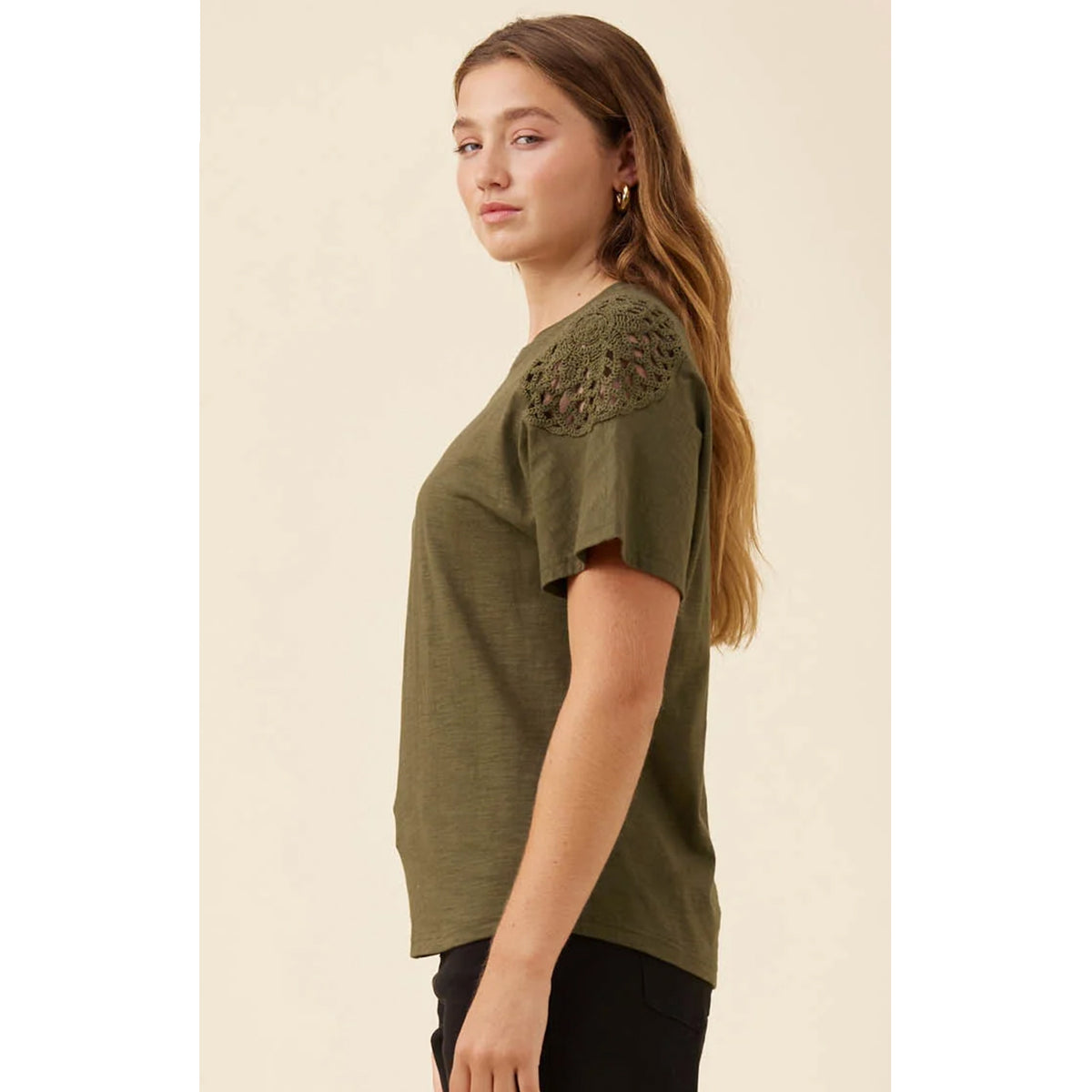 Tshirt Eva Crochet - Olive
