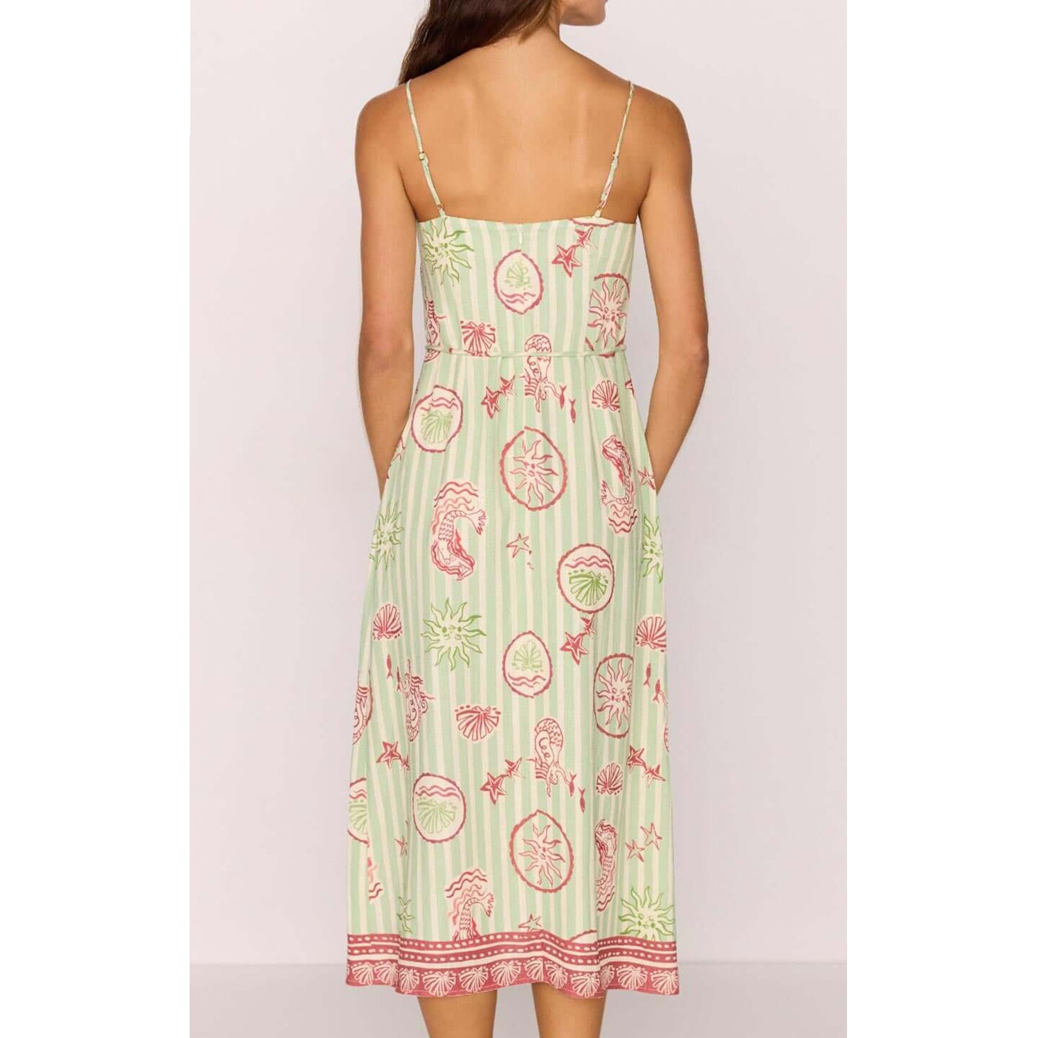 Dress Soleil Tie Waist Midi - Mermaid Stripe