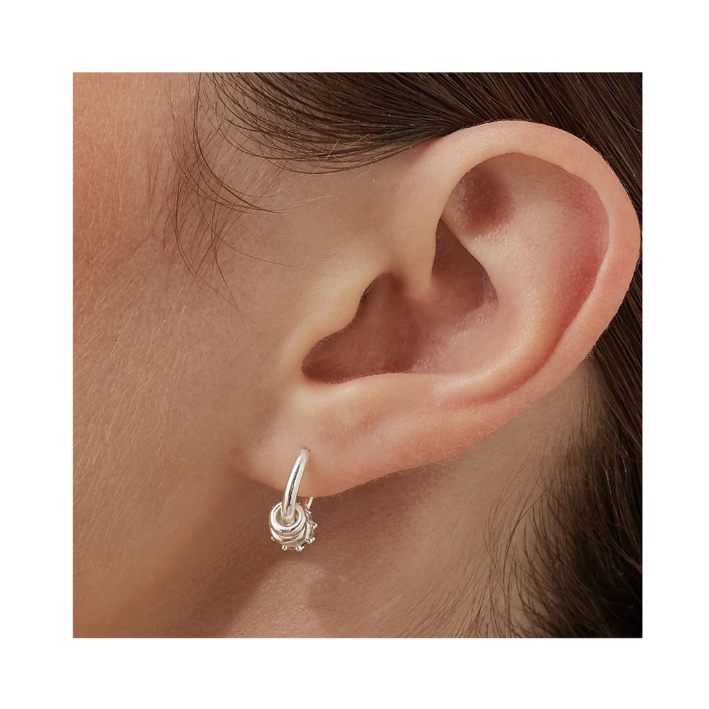 Earrings Triple Disc Hoop - Silver Plated