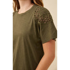 Tshirt Eva Crochet - Olive