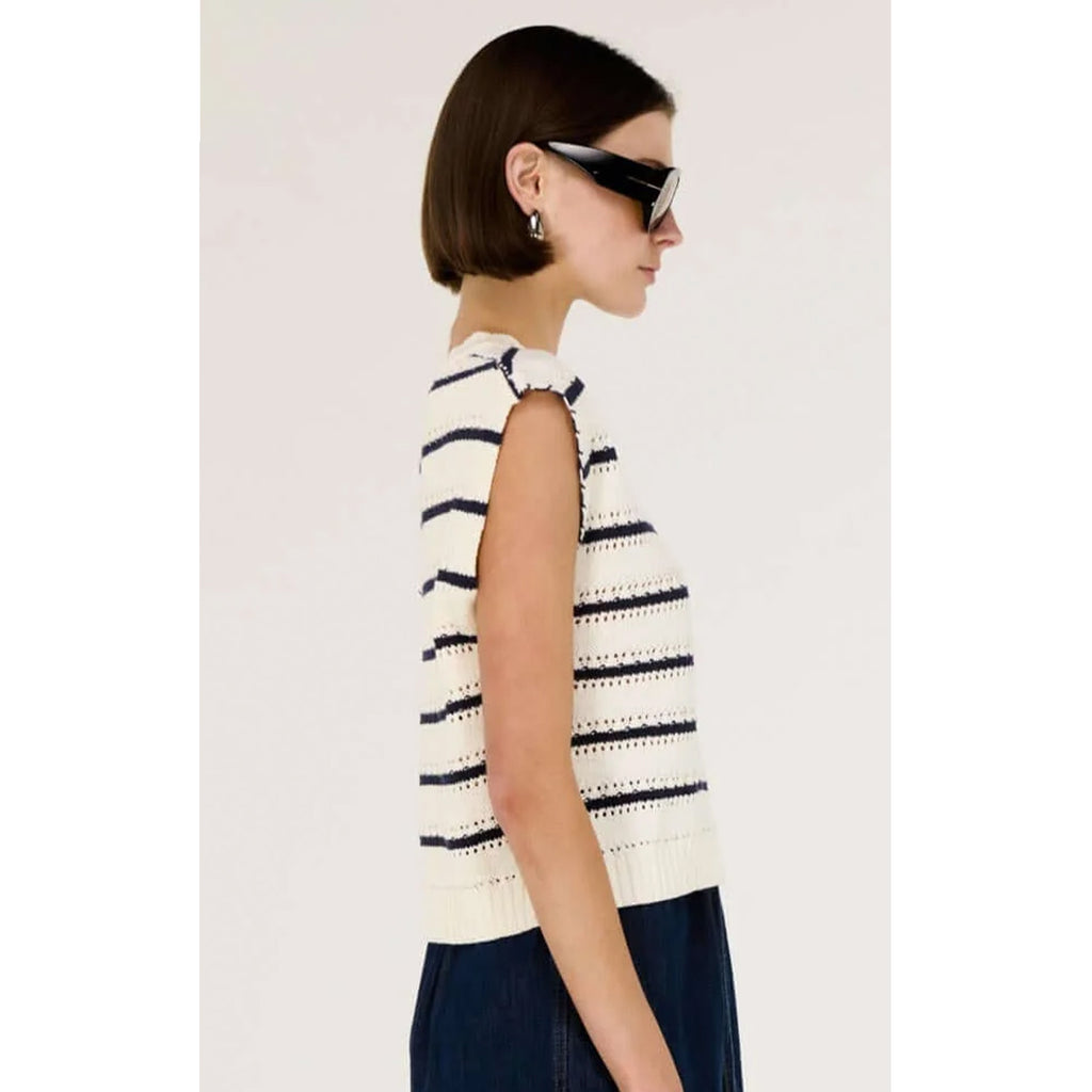 Top Darcy Knit Tank - Navy & White