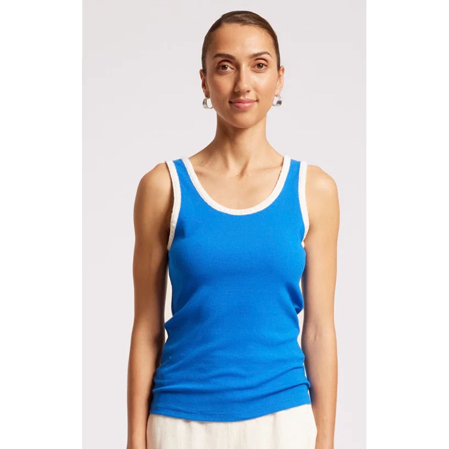 Tank Maris Stitched - Marine / White