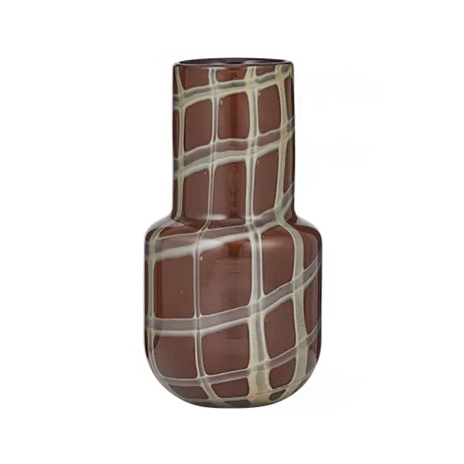 Vase Glass - Gannon 13x25cm Choc/Ivory