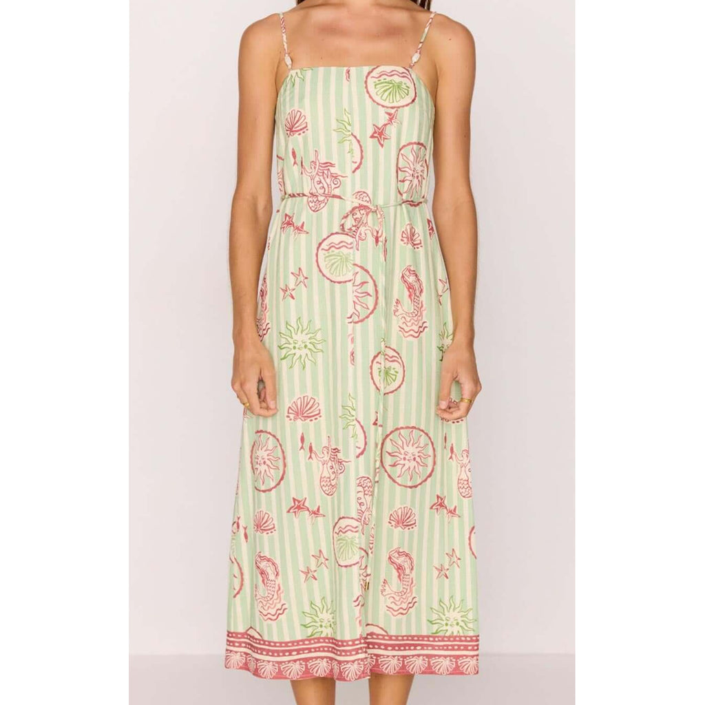 Dress Soleil Tie Waist Midi - Mermaid Stripe