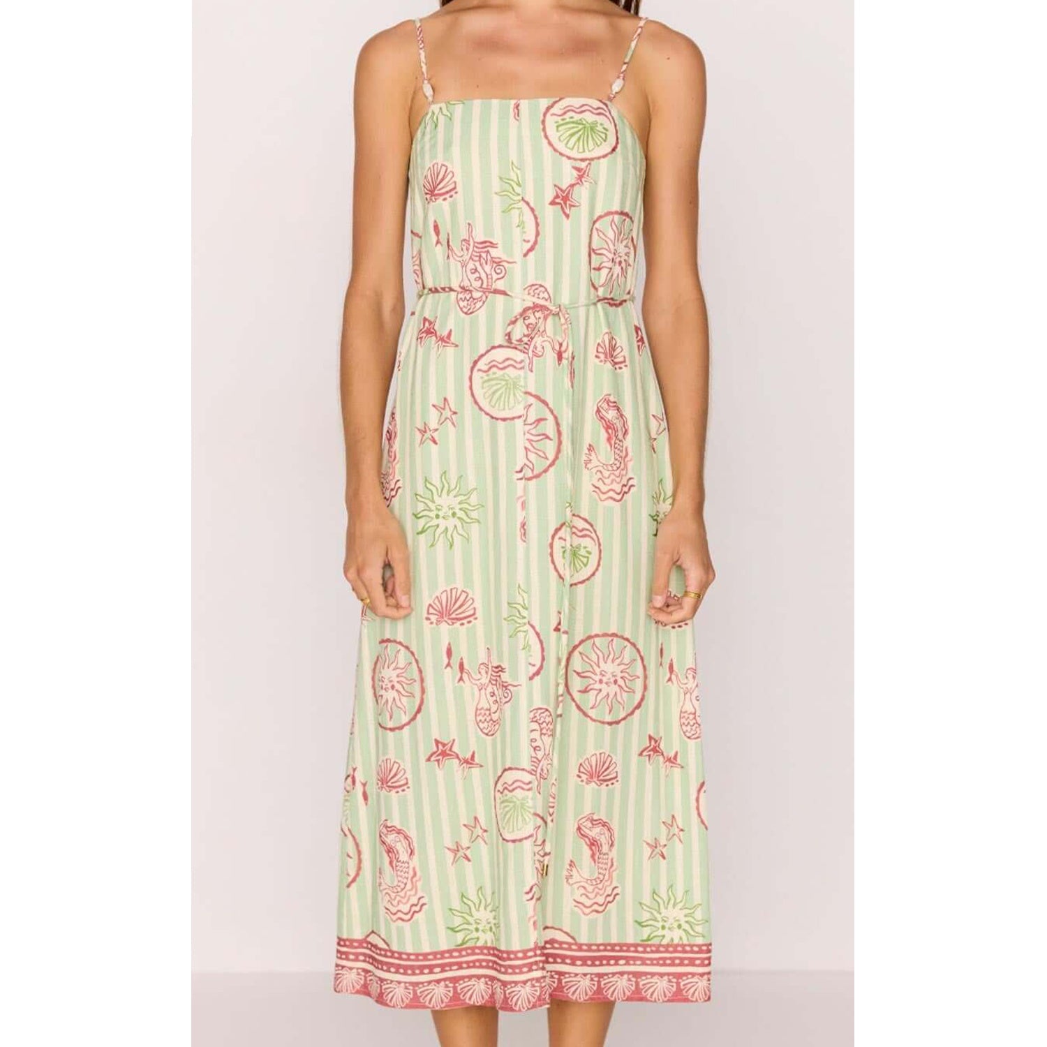 Dress Soleil Tie Waist Midi - Mermaid Stripe