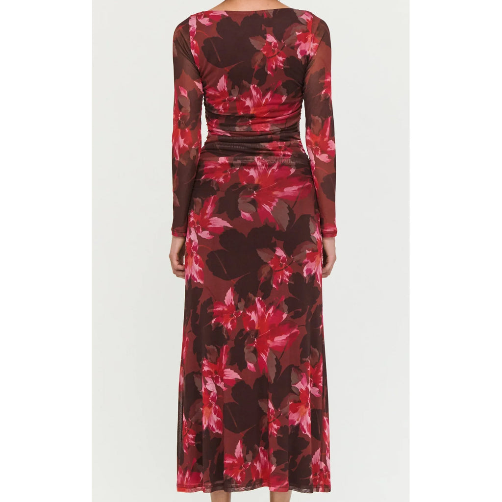 Dress - Amyra Mesh Midi Bordeaux Garden