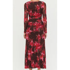 Dress - Amyra Mesh Midi Bordeaux Garden