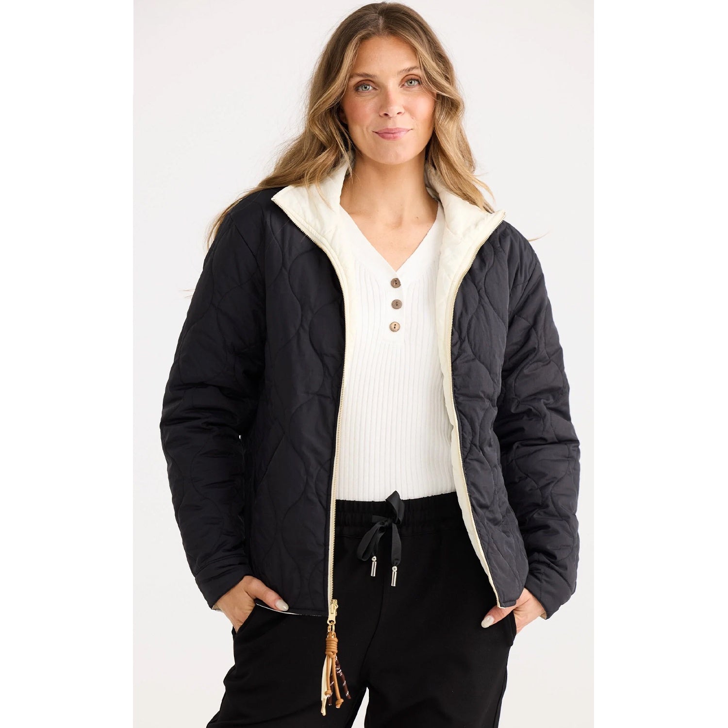 Jacket Ellis Puffer - Black & Cream