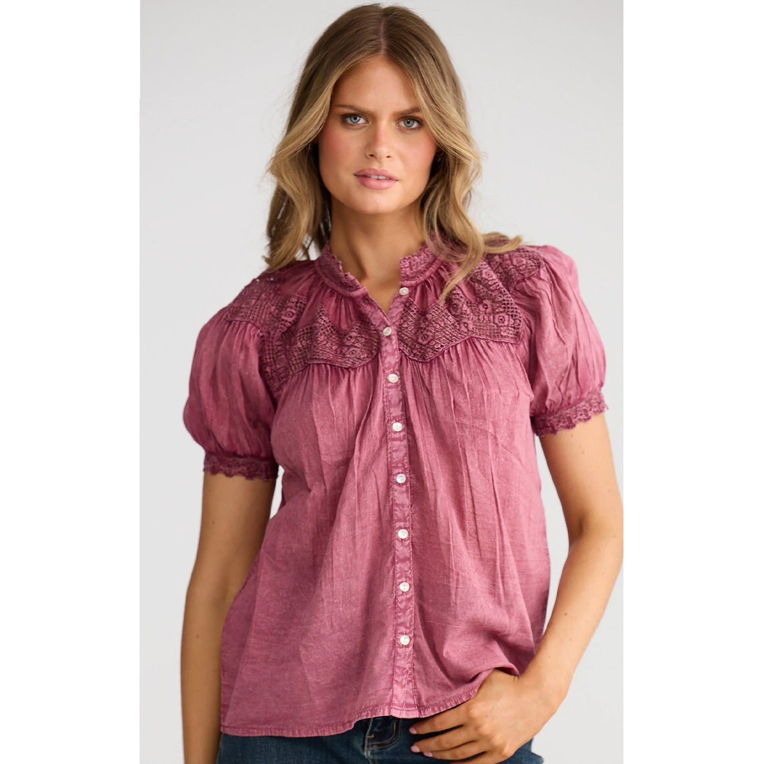 Top Phoebe Blouse - Burgundy