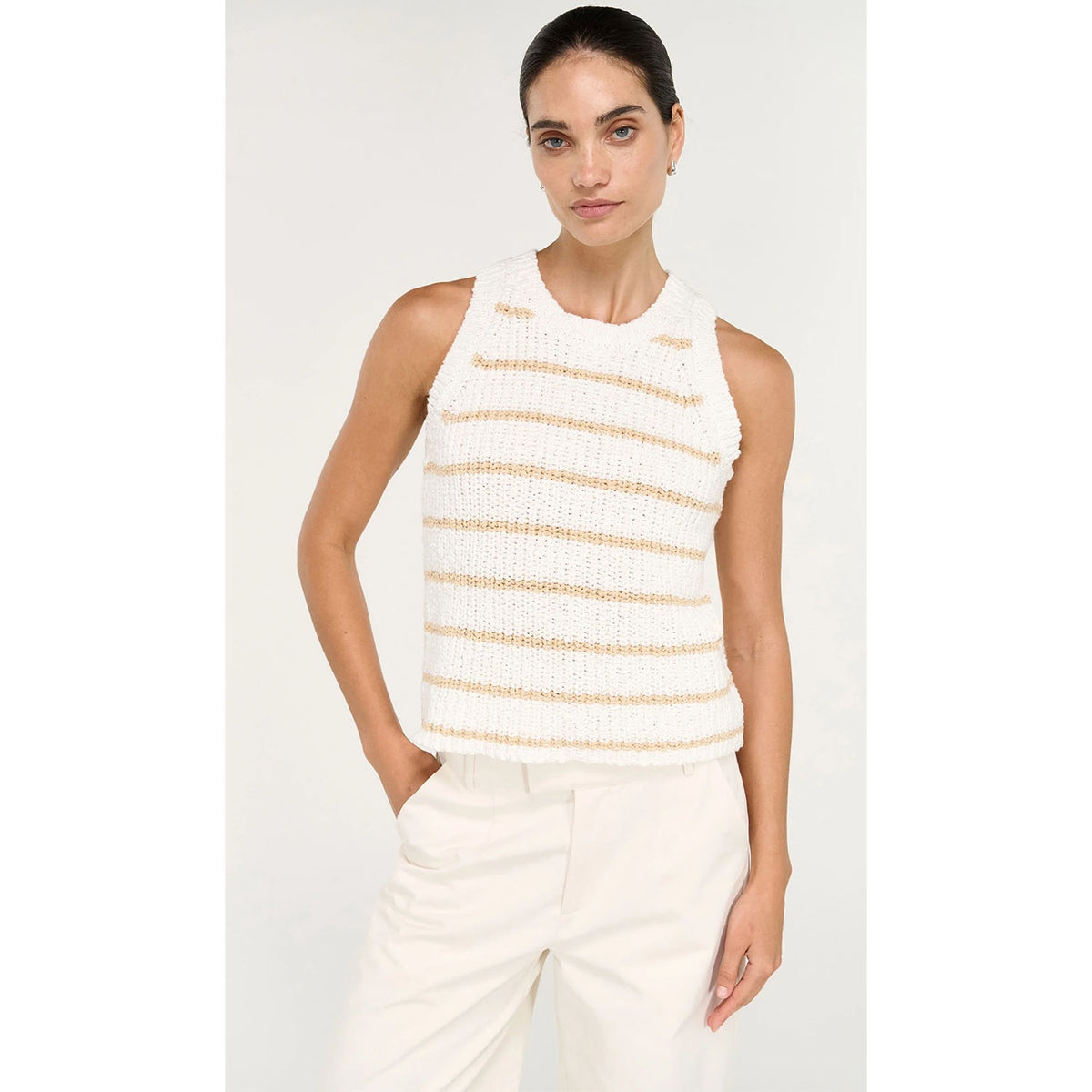 Top Knit Cove Stripe - White & Beige