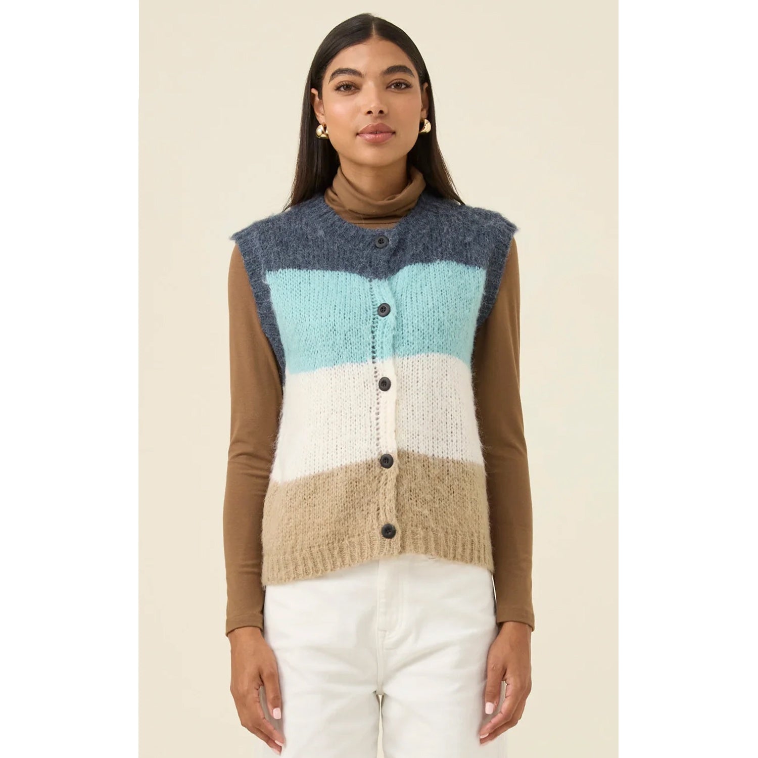 Knit Vest Pallas Stripe - Ice Blue