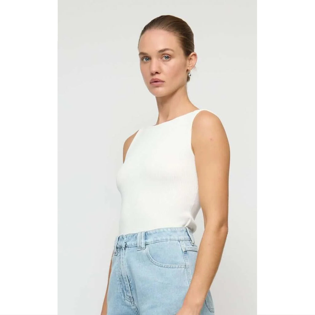 Top Moda Reversible Knit Tank - White