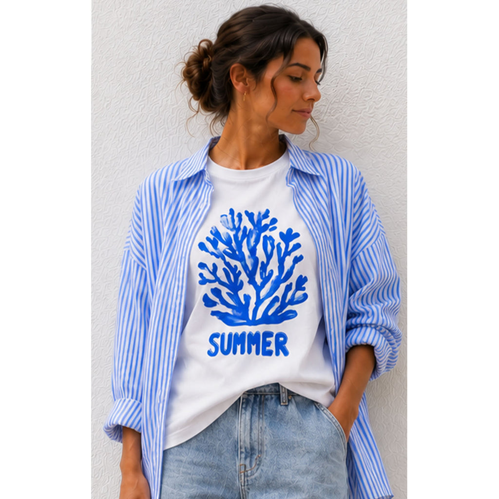 TShirt White - Blue Coral SUMMER