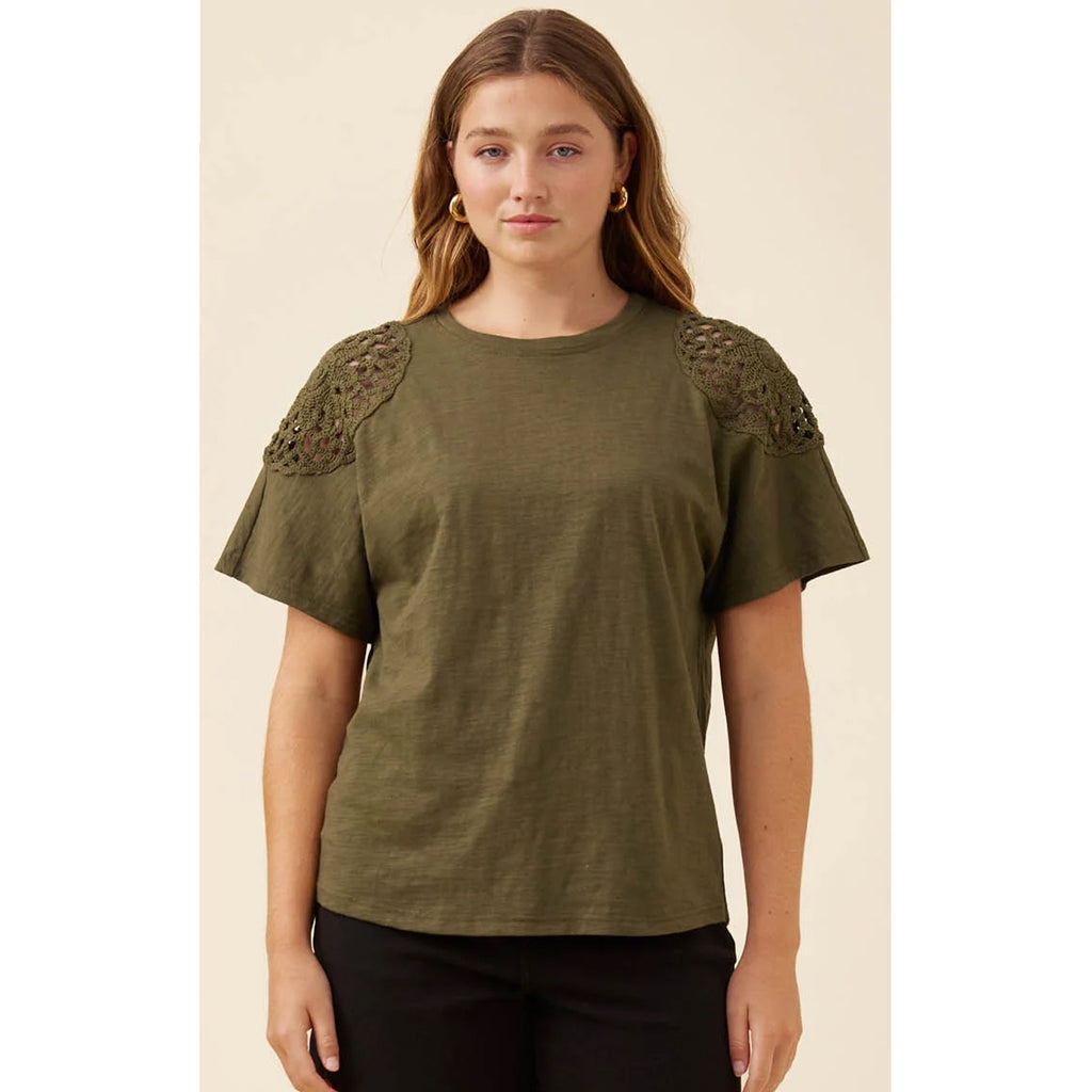 Tshirt Eva Crochet - Olive