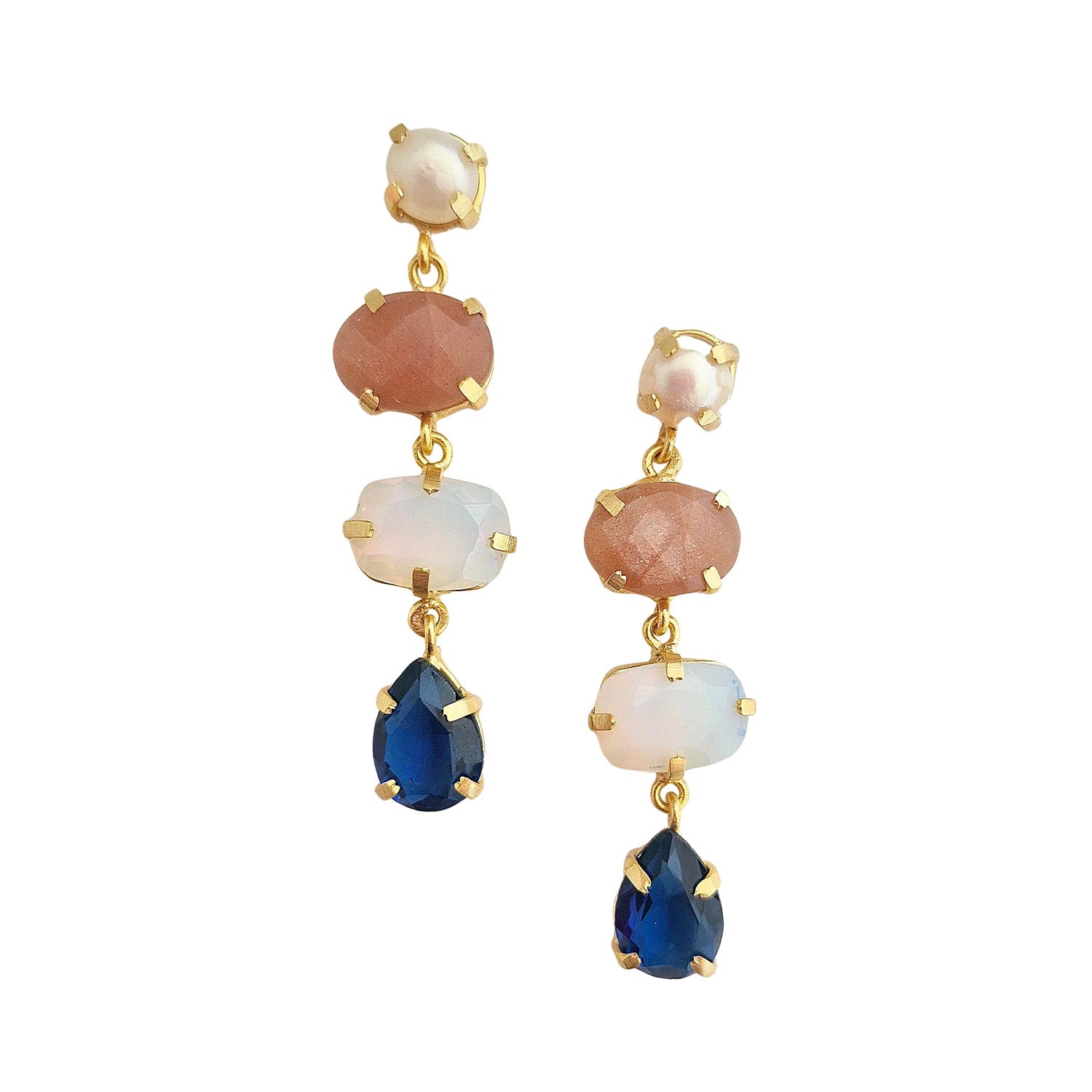 Earrings Pearl & Gemstone