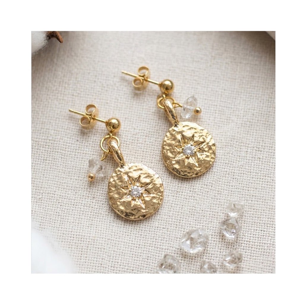 Earring April Birthstone - Inner Compass Herkimer Diamond