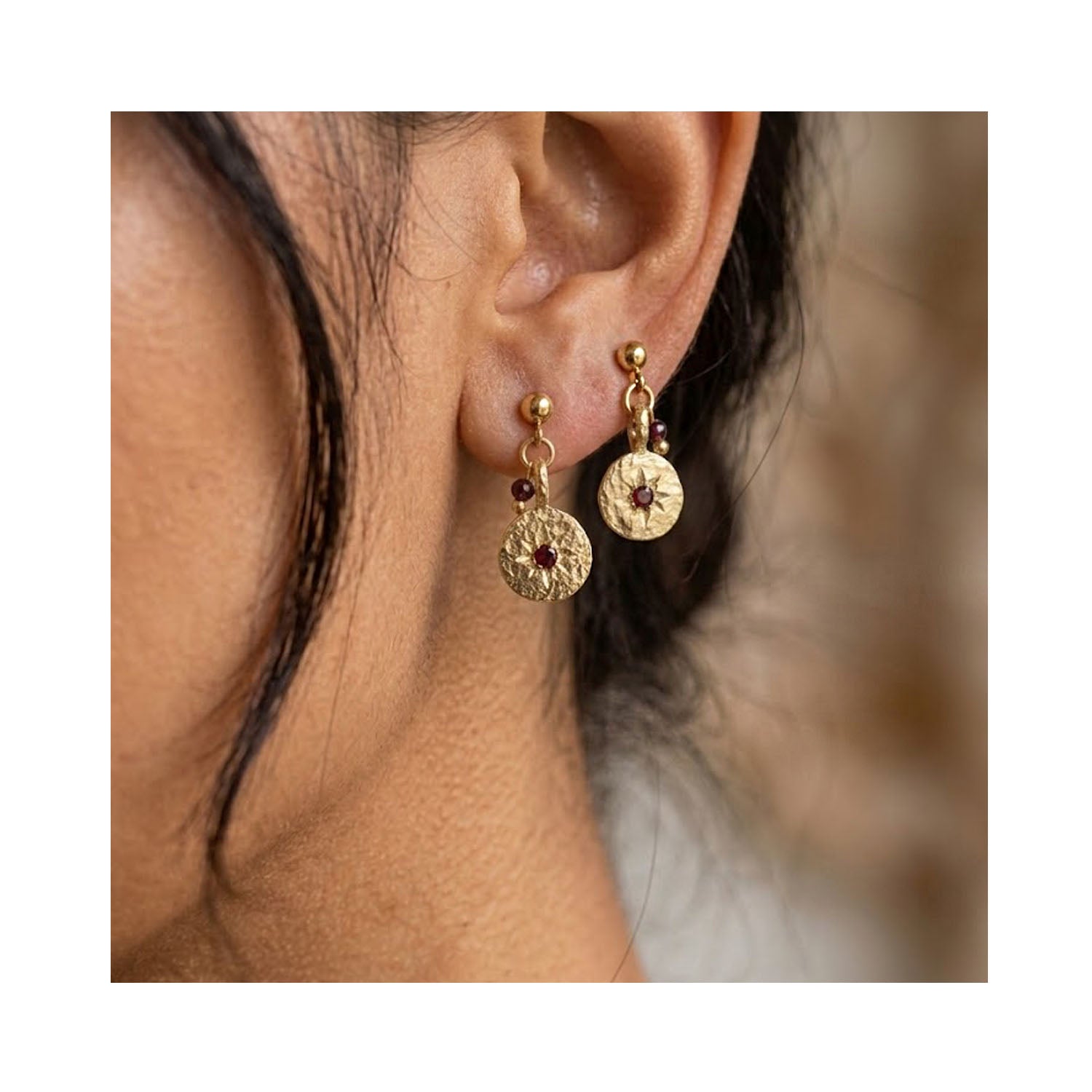 Earring January Birthstone - Inner Compass Garnet