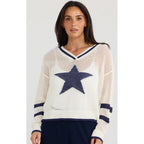 Knit McKinney - White w Navy Star