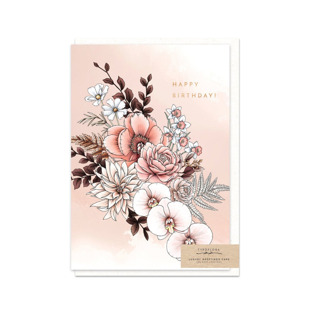 Card Peony Happy Birthday