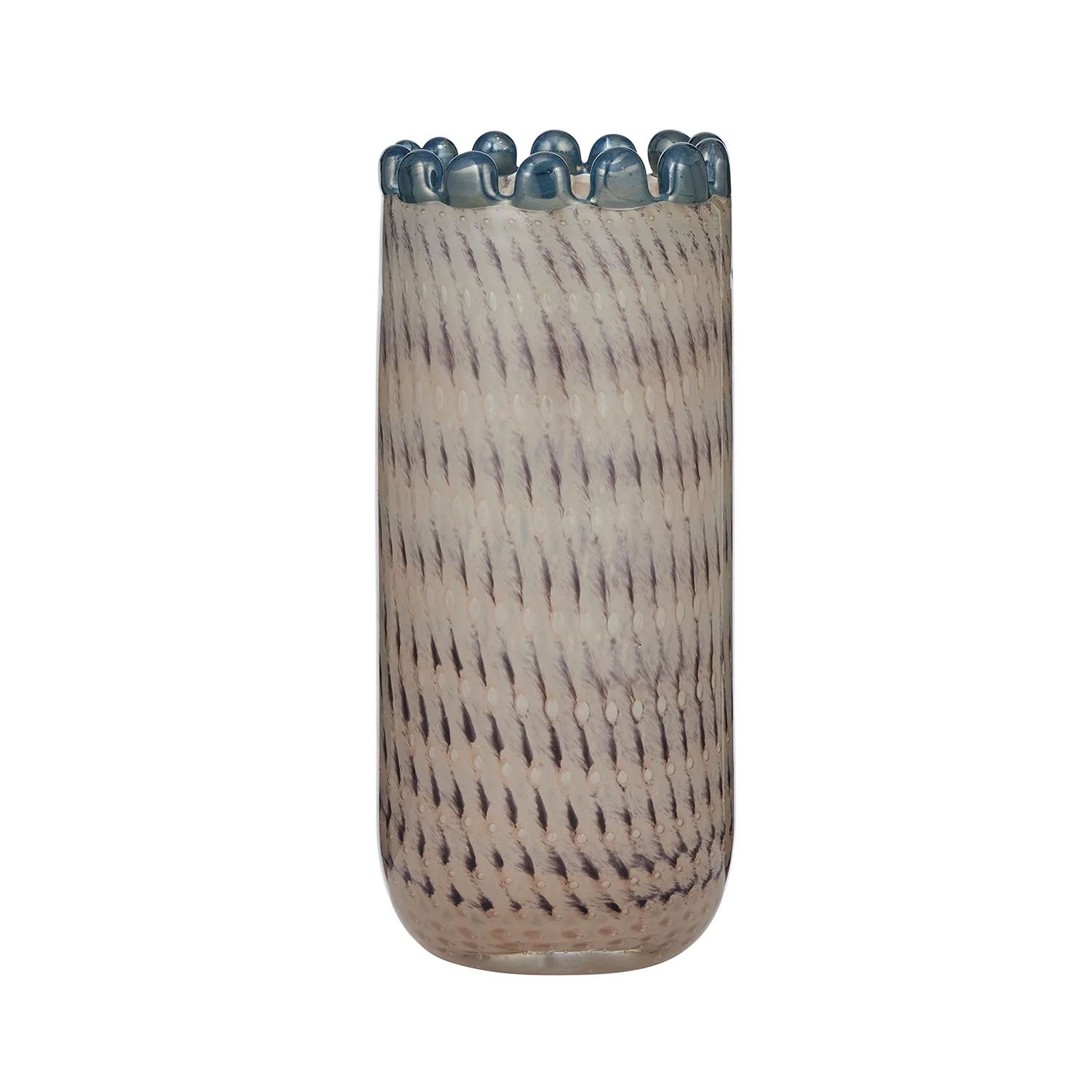 Vase - Selina Glass 10x22.5cm Nat/Steel