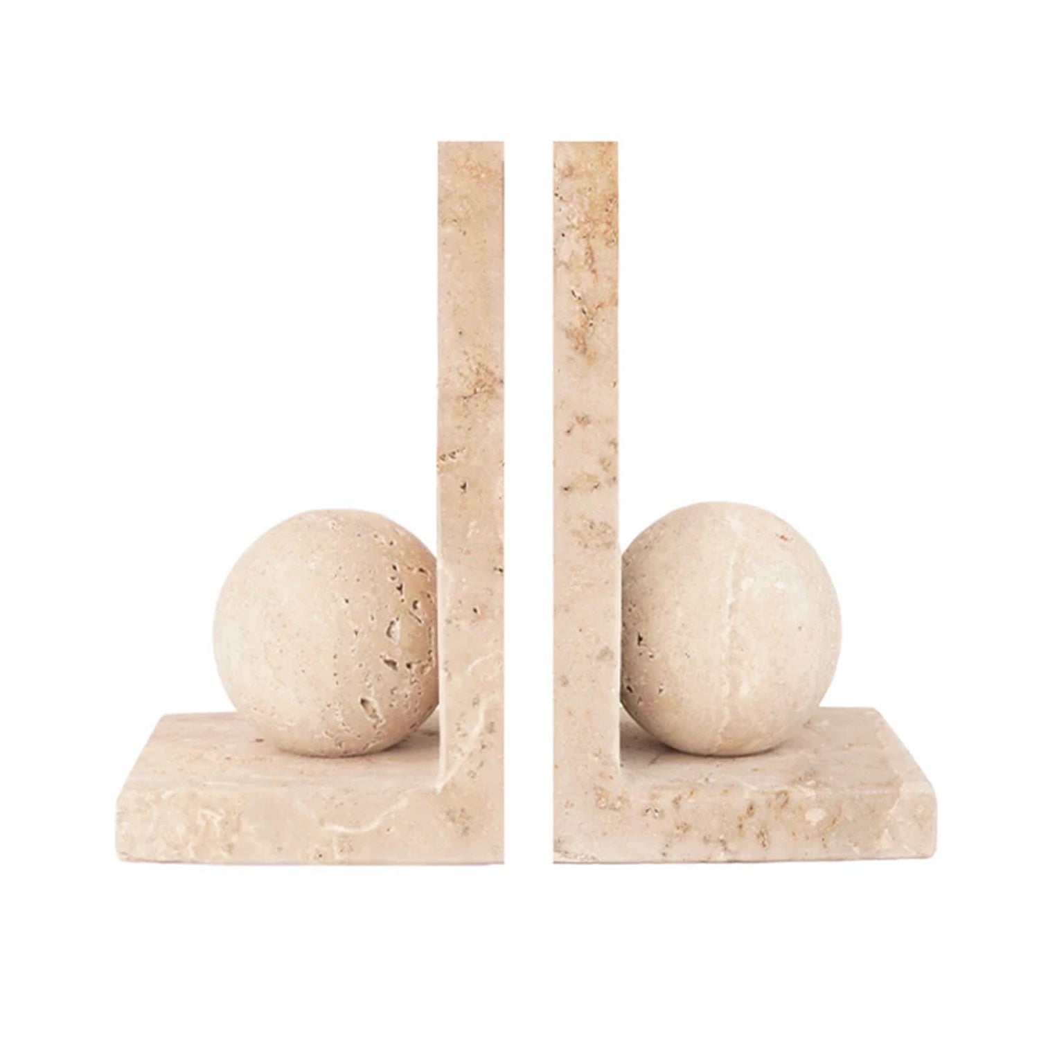 Bookends Set Marble - Travertine
