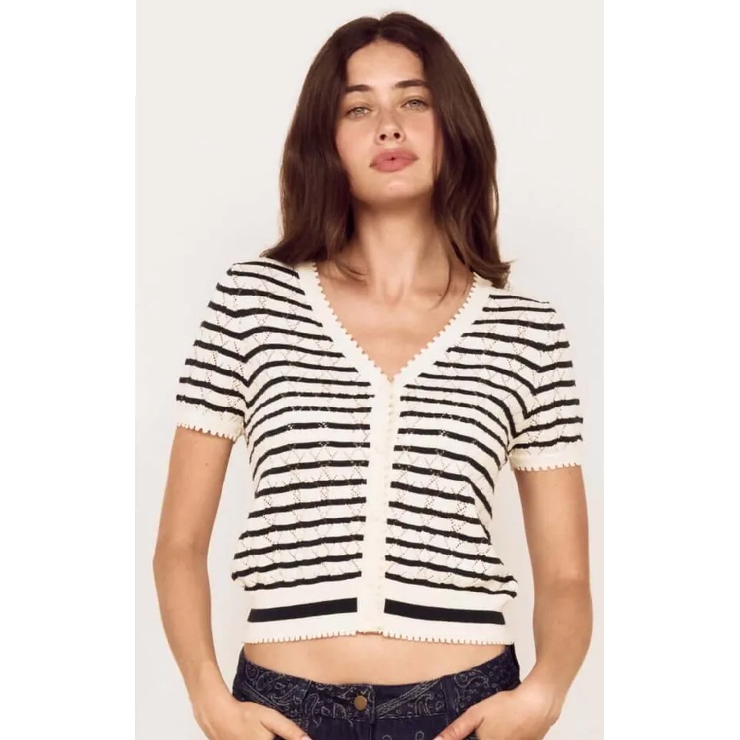 Knit Cardi Top Calla - Teal/Ivory