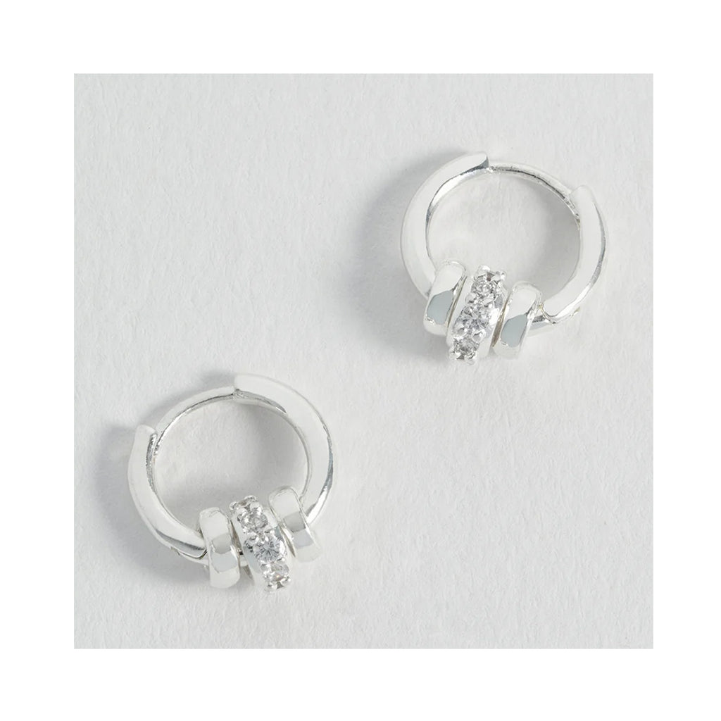 Earrings Triple Disc Hoop - Silver Plated
