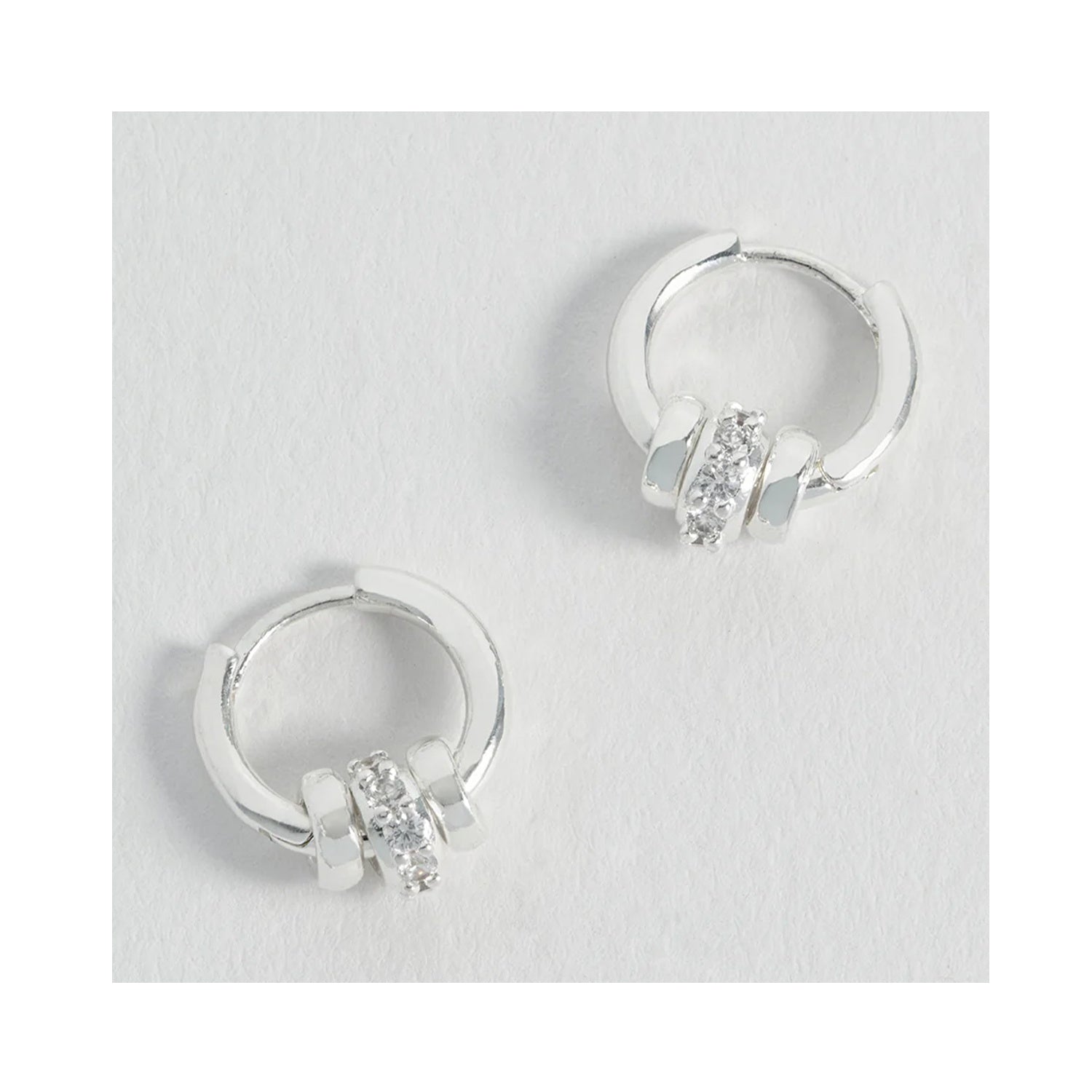 Earrings Triple Disc Hoop - Silver Plated