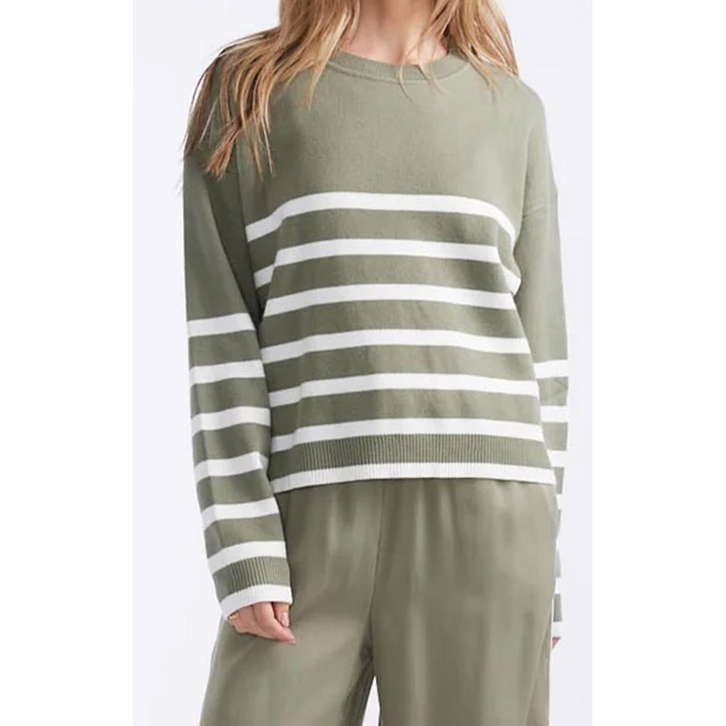 Knit Lottie Stripe Sweater - Khaki