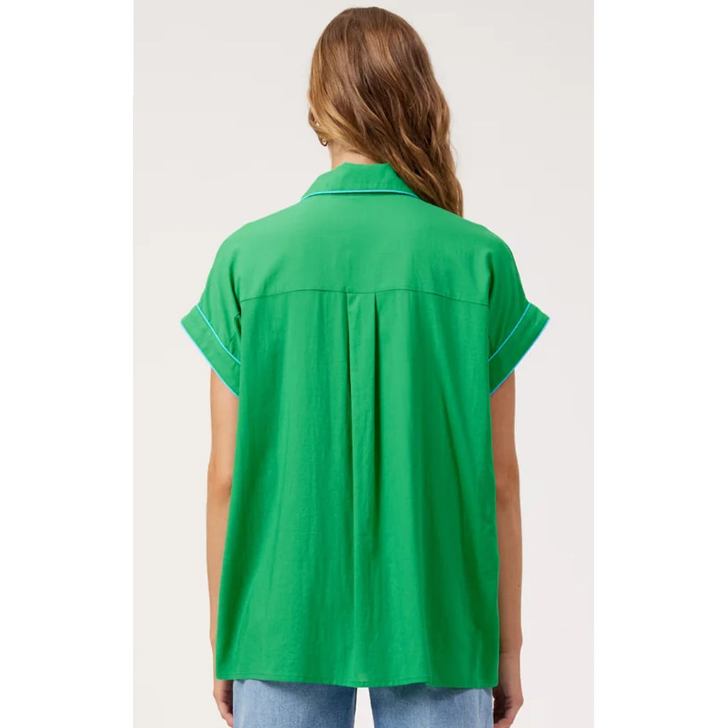 Top Positano Contrast Shirt - Green
