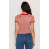 Top Chloe Stripe Knit Tee - Red & Beige