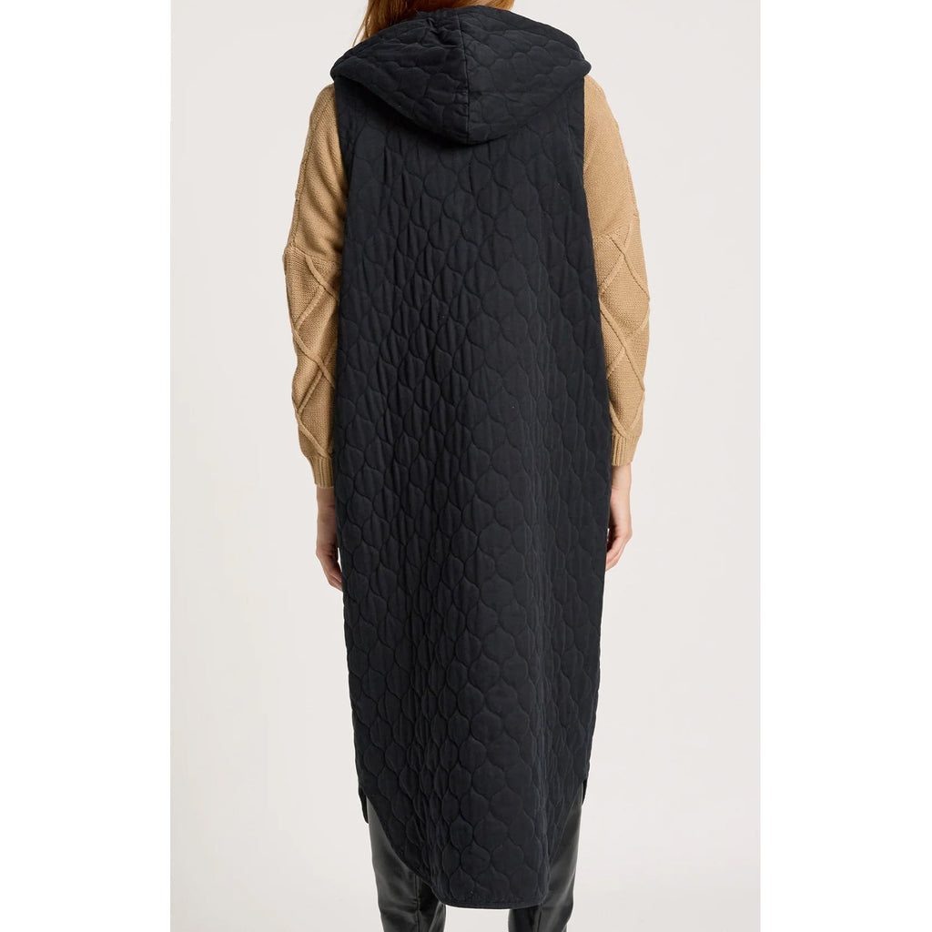 Vest - Sansi Quilted Long Vest Black