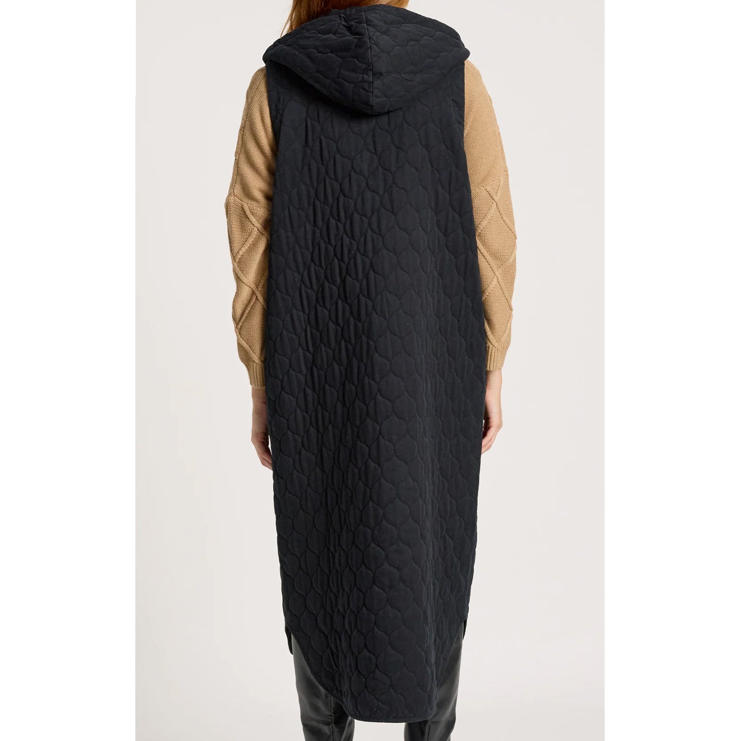 Vest - Sansi Quilted Long Vest Black